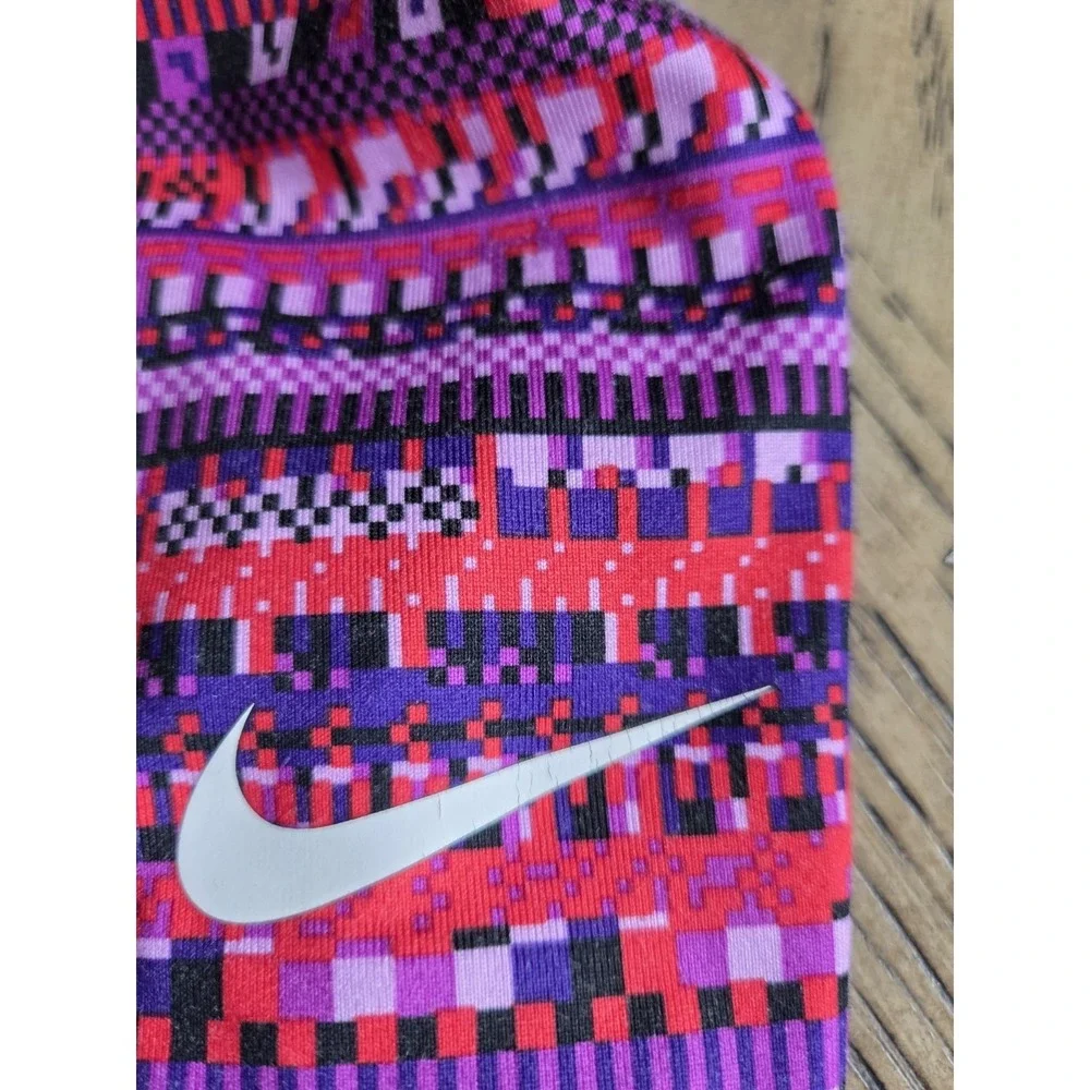 Nike Pro Dri-Fit Pullover 1/2 Zip Up Womens Pink Purple Geometric Top Small